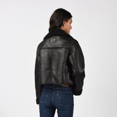 CASACA MUJER SHERPA SHORT MOTO NEGRO LEVIS 59544-0716 - 3