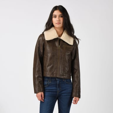 CASACA MUJER VINTAGE AVIATOR SHERPA CAFÉ LEVIS 59544-0735 - 1