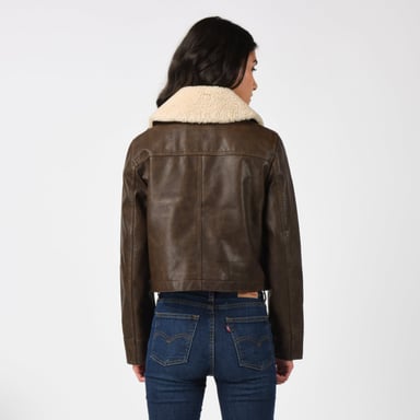 CASACA MUJER VINTAGE AVIATOR SHERPA CAFÉ LEVIS 59544-0735 - 3