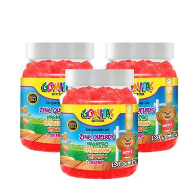 ZINC PARA NIÑOS SOTTCOR GOMITAS DE 100GR FRESA 03 UNIDADES