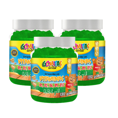 MULTIVITAMINA PARA NIÑOS SOTTCOR GOMITAS 100GR CHICLE 03 UNIDADES