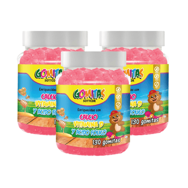 CALCIO PARA NIÑOS SOTTCOR GOMITAS 100GR CHICLE 03 UNIDADES