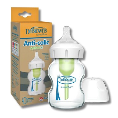 BIBERÓN DE VIDRIO ANTI CÓLICO CON VÁLVULA AIR FREE DR BROWNS 5OZ