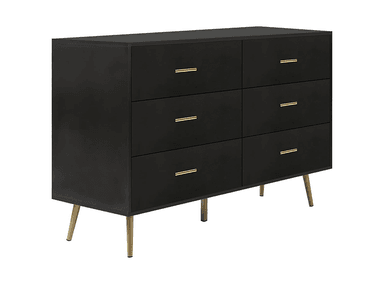 COMODA DIBA MUEBLES ORION 6 CAJONES NEGRO