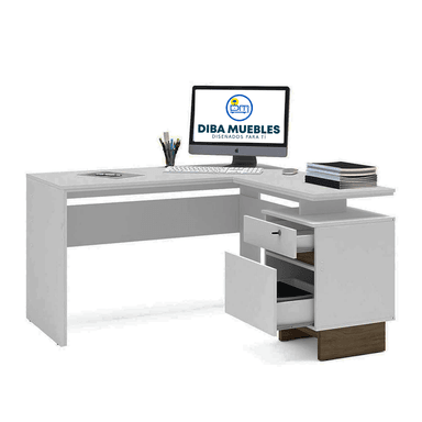 ESCRITORIO DIBA MUEBLES L ANY 130 CM X 130 CM BLANCO