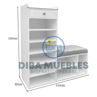 ZAPATERA DIBA MUEBLES BRISA BLANCO CON ASIENTO - 3
