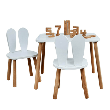 JUEGO DE MESA + 2 SILLAS INFANTIL DIBA MUEBLES BUNNY BLANCO