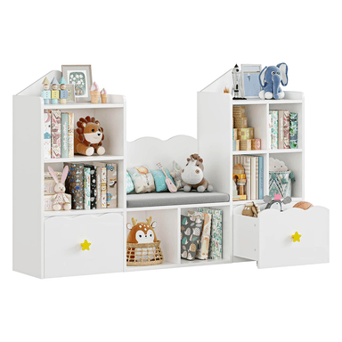 LIBRERO DIBA MUEBLES ZAKIA BLANCO CON ASIENTO INFANTIL