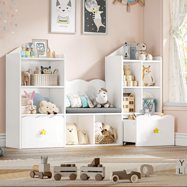 LIBRERO DIBA MUEBLES ZAKIA BLANCO CON ASIENTO INFANTIL - 3