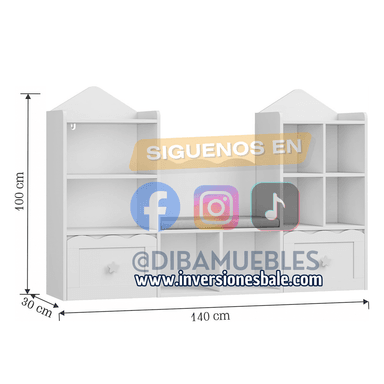 LIBRERO DIBA MUEBLES ZAKIA ROSADO CON ASIENTO INFANTIL - 3