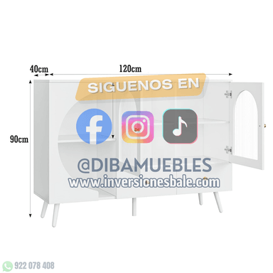 VITRINA DIBA MUEBLES PIETRO BLANCO APARADOR - 4