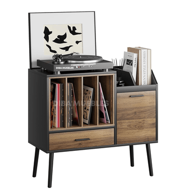 MESA DIBA MUEBLES SALLY AUXILIAR SOPORTE TOCADISCOS NEGRO