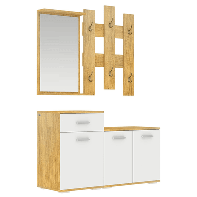 MUEBLE DIBA MUEBLES REED ROBLE CLARO RECIBIDOR 3 1 ZAPATERA CON ESPEJO