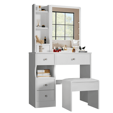 TOCADOR DIBA MUEBLES ROWAN BLANCO CON ASIENTO