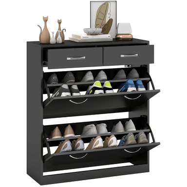 ZAPATERA DIBA MUEBLES BIRDINE NEGRO ABANICO