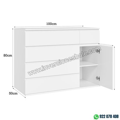 COMODA 5CJ CON 1 PUERTA SARAH - DIBA MUEBLES - 3