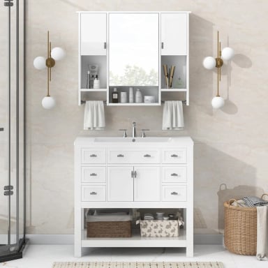 BOTIQUIN DE BAÑO CON ESPEJO MISTY BLANCO DIBA MUEBLES - 3