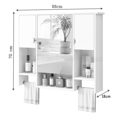 BOTIQUIN DE BAÑO CON ESPEJO MISTY BLANCO DIBA MUEBLES - 5