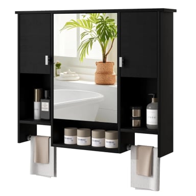 BOTIQUIN DE BAÑO CON ESPEJO MISTY NEGRO DIBA MUEBLES - 1