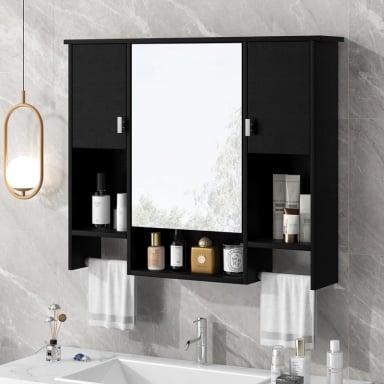 BOTIQUIN DE BAÑO CON ESPEJO MISTY NEGRO DIBA MUEBLES - 2