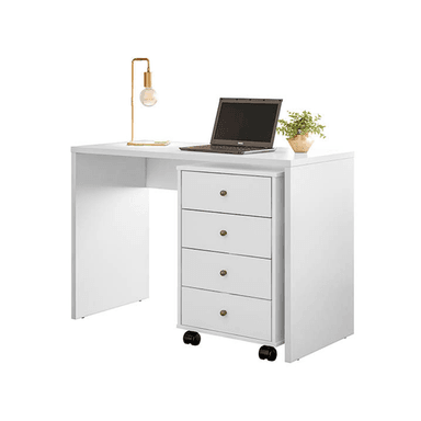 ESCRITORIO MODERNO LENS CON CAJONERA BLANCO - DIBA MUEBLES