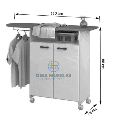 MUEBLE PLANCHADOR NAJIM BLANCO ARMADO - DIBA MUEBLES - 3