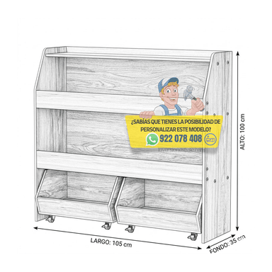 LIBRERO ORGANIZADOR INFANTIL PETY BLANCO ARMADO - DIBA MUEBLES - 3