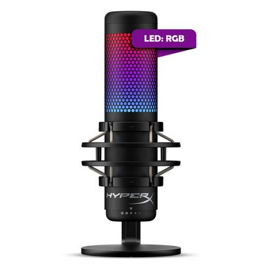 MICRÓFONO USB HYPERX GAMING QUADCAST S CONDENSADOR LED RGB NEGRO