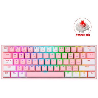 TECLADO INALÁMBRICO REDRAGON MECÁNICO 60 FIZZ PRO K616RGB ROSA/ BLANCO - 1