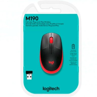 MOUSE INALÁMBRICO LOGITECH M190 ROJO - 3