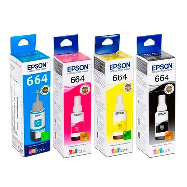 KIT 4 BOTELLA DE TINTA EPSON 664 ORIGINAL L555 L355 L575