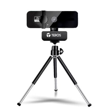 CÁMARA WEBCAM 2K TEROS TE-9072 CON MICRÓFONO USB + TRIPODE - 1