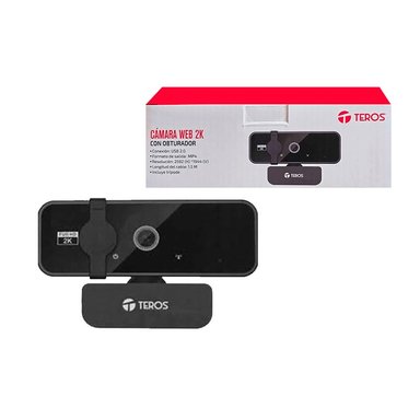 CÁMARA WEBCAM 2K TEROS TE-9072 CON MICRÓFONO USB + TRIPODE - 4