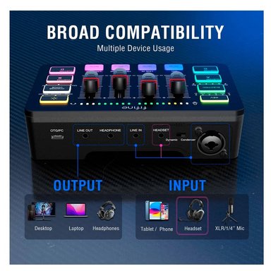MIXER FIFINE SC3 WHITE USB-C XLR RGB 50DB PARA STREAMING BLANCO - 2