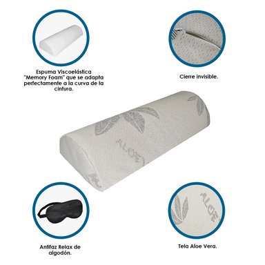 ALMOHADA TERAFLEX LUMBAR DORMIR VISCOELÁSTICA + REGALO ANTIFAZ RELAX 52 X 22 X 10 CM - 5