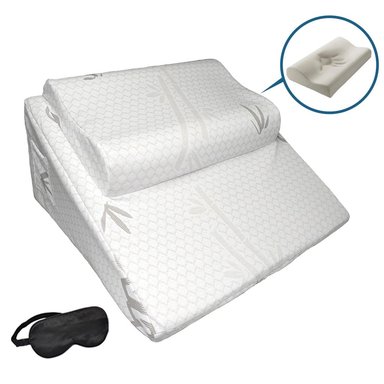 COJÍN TERAFLEX ANTIREFLUJO Y ALMOHADA MEMORY FOAM BAMBOO 64 X 60 X 30 CM