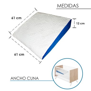 ALMOHADA TERAFLEX ANTIREFLUJO BEBÉ IMPERMEABLE AZUL COJÍN AZUL 61 X 61 X 12 CM - 5
