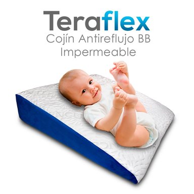 ALMOHADA TERAFLEX ANTIREFLUJO BEBÉ IMPERMEABLE AZUL COJÍN AZUL 61 X 61 X 12 CM - 6