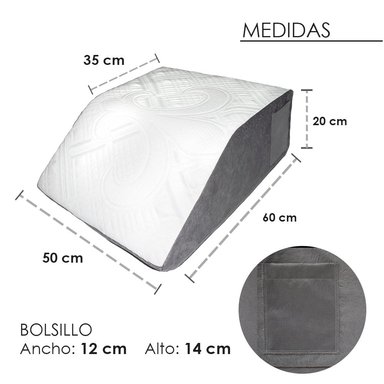 COJÍN TERAFLEX MULTIUSOS ANTIVARICES MEMORY FOAM ALIVIA VARICES 60 X 50 X 20 CM - 6