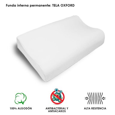 ALMOHADA TERAFLEX VISCOELÁSTICA MEMORY FOAM DOS FUNDAS + 1 ANTIFAZ RELAX 53 X 35 X 12.5 CM - 5