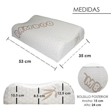 ALMOHADA TERAFLEX VISCOELÁSTICA MEMORY FOAM DOS FUNDAS + 1 ANTIFAZ RELAX 53 X 35 X 12.5 CM - 6