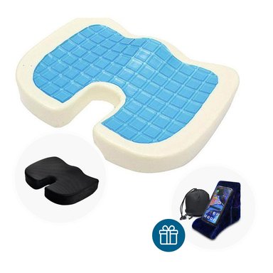 COJÍN TERAFLEX COXIS CON GEL FRÍO REGALO PORTACELULAR 46 X 35 X 7 CM