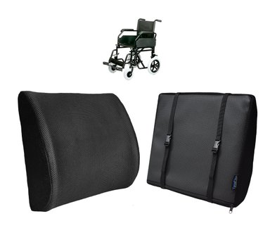 COJÍN TERAFLEX LUMBAR SILLA RUEDAS MEMORY FOAM DOBLE SUJETADOR 36 X 34 X 12 CM