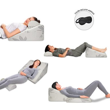 COJÍN TERAFLEX ANTIREFLUJO Y ALMOHADA MEMORY FOAM MULTIUSOS 64 X 60 X 36 CM