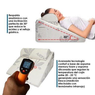 COJÍN TERAFLEX ANTIREFLUJO Y ALMOHADA MEMORY FOAM MULTIUSOS 64 X 60 X 36 CM - 3