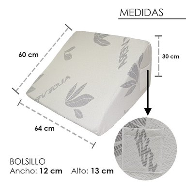 ALMOHADA TERAFLEX ANTIREFLUJO ALOE VERA CON GEL MEMORY FOAM COJÍN 64 X 60 X 30 CM - 6