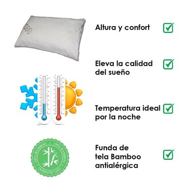ALMOHADA QUEEN MEMORY FOAM REGALO ANTIFAZ TERAFLEX 75X50X15 CM - 3