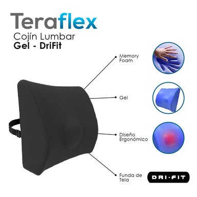COJÍN TERAFLEX RESPALDO LUMBAR MEMORY FOAM GEL INCLUYE FUNDA DRI FIT 35 X 33 X 12 CM - 6