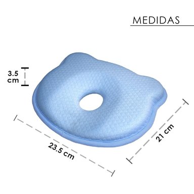 ALMOHADA TERAFLEX BEBÉ MEMORY FOAM ANTI CABEZA PLANA CELESTE 21 X 23.5 CM - 6