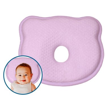 ALMOHADA TERAFLEX BEBÉ MEMORY FOAM ANTI CABEZA PLANA ROSADO 21 X 23.5 CM